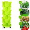Vertical Planter Tower Garden, 6 Tiered Planter Stackable Herb Garden Planter with Movable Casters and Bottom Indoor and Outdoor
