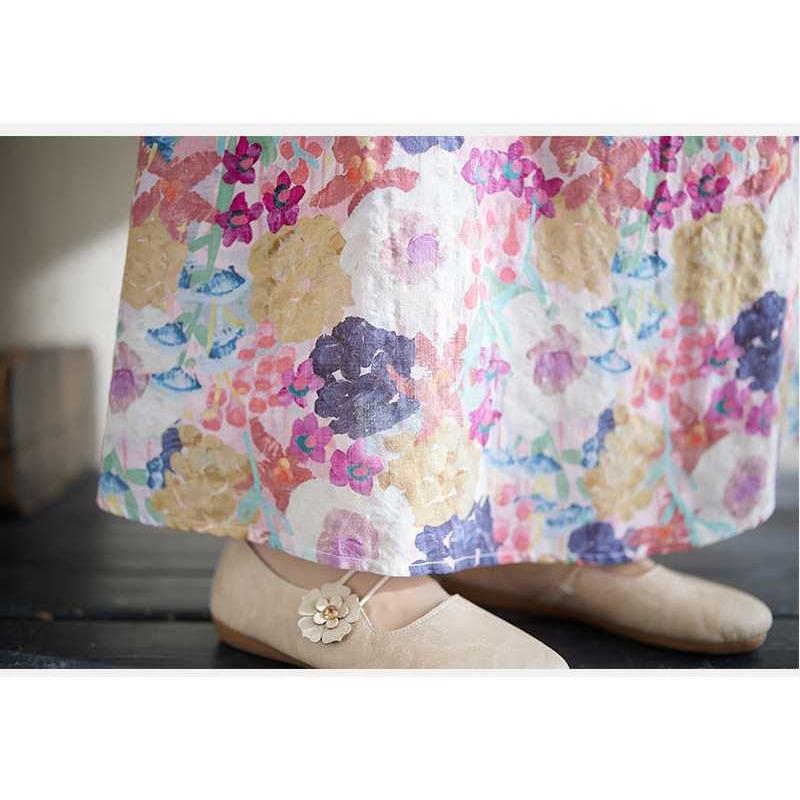 Literary Aging New Floral Vacation Style Travel Round Neck Long Sleeve Dresses