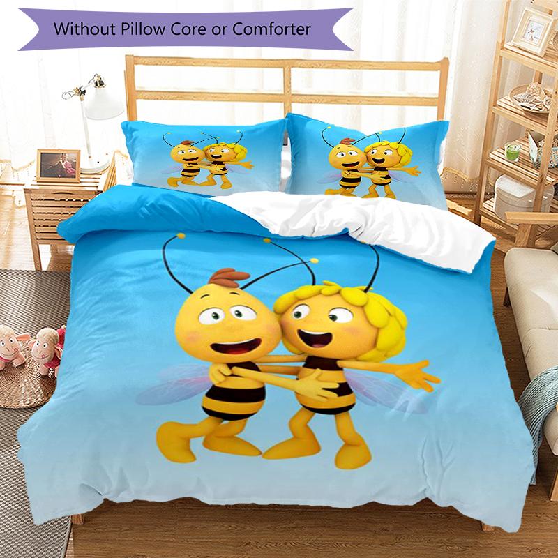 3pcs Maya the Bee Bedding Set Duvet Cover Closure Includes 1 Duvet Cover & 2 Pillowcases, Soft and Comfortable for All Seasons.