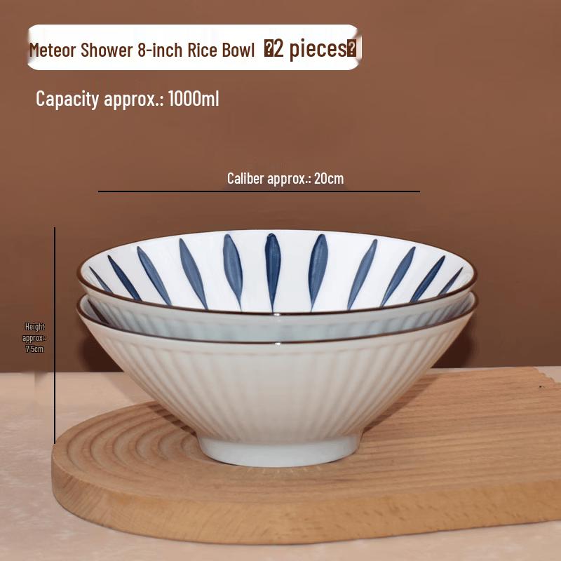Japanese Style 8-inch Ceramic Douli Soup Bowl Set