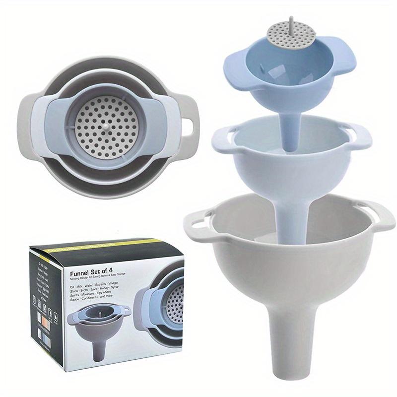 

Plastic Funnel 4pcs Set Four in One Multifunctional Funnel Set Kitchen Oil Pouring Liquid Dispensing Filter Set