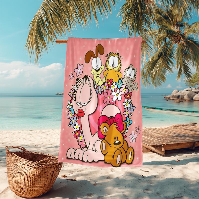 1Pc Garfield'S Hug Adventure Beach Towel Microfiber Beach Towel Thin Absorbent For Beach Swimming Yoga Bath Sports 091773