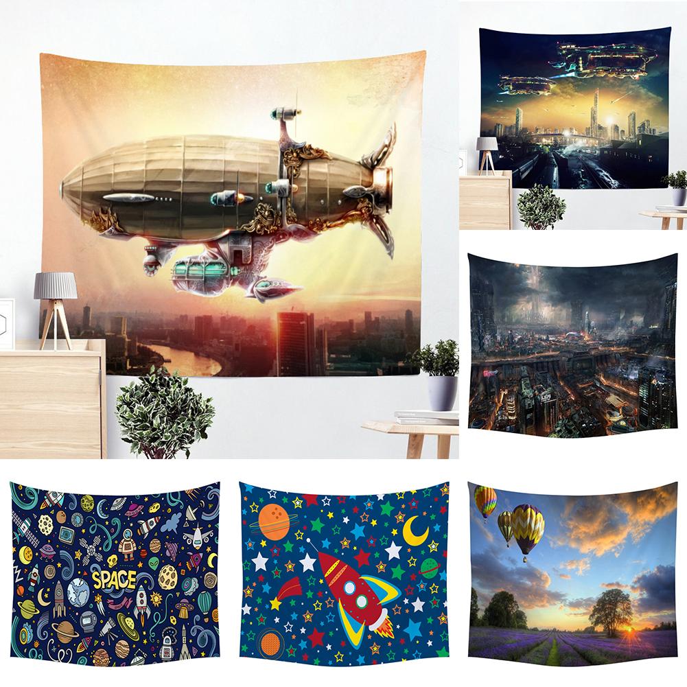Future Technology Exploration Cartoon Pattern Tapestry Wall Hanging Tapestry for Home Decor