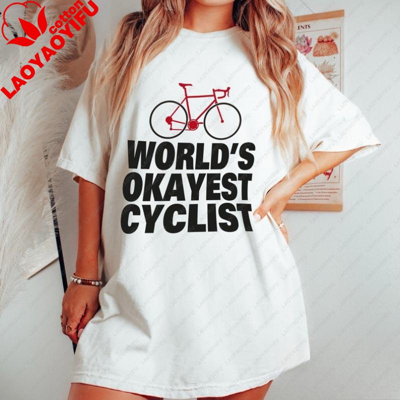 Worlds Okayest Cyclist Shirt Cool Cycling Tshirt Cycling Tshirt for Unisex Gift for Biker Bicycle Gifts Cycling Dad Gift Y2k Top
