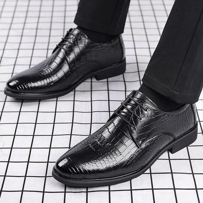 Men Casual Business Shoes Lace Up Oxfords Leather Men Dress Shoes Comfortable Fashion Dress Shoes for Men Zapatillas Hombre