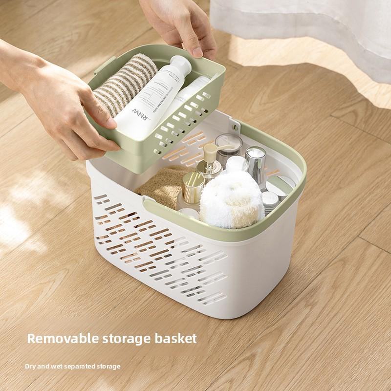 Hand-held Bath Basket Storage Basket, Bathroom Hand-held Bath Basket Dry and Wet Separation Storage Basket, Bathroom Bath Basket