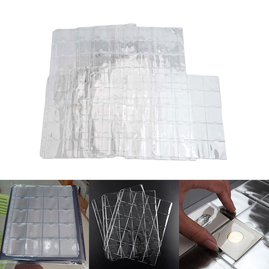 Brand New Practical Wide Application Coin Holder Sheet Clear PVC Protection 1/10 Sheet For Coin Collection 20 Pockets
