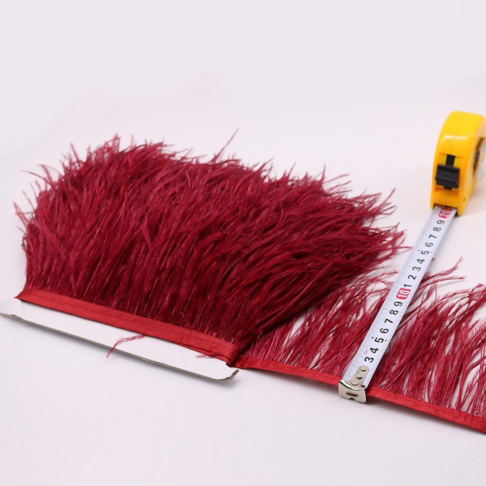 Feder1Meter Bunte Natürliche Straußenfedern Fransenbesatz 8-10CM 10-15CM Band Feder für Haare Kleidung Hochzeitsdekoration Nähbesatz