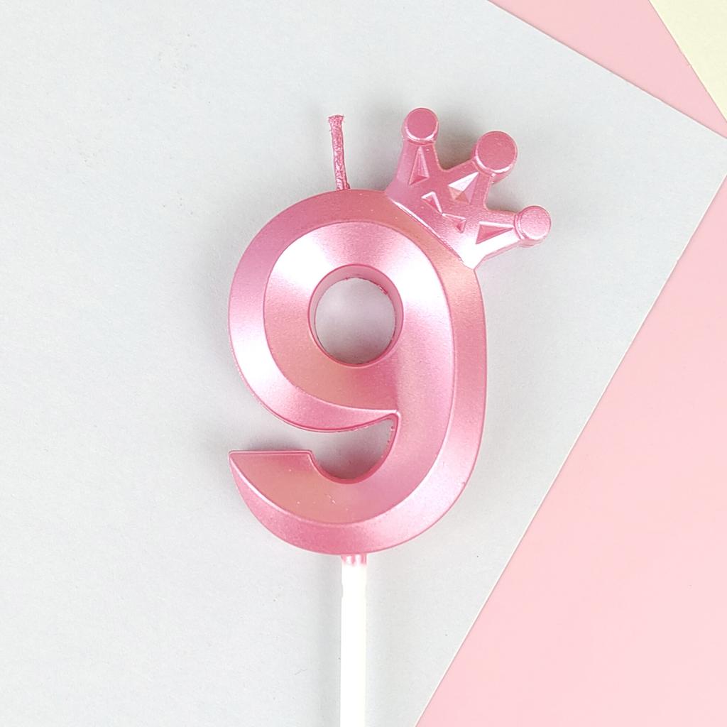 Pink Macaron Candy Color 0-9 Birthday Party Cake Decoration Baking Plug-in Creative Age Digital Candle