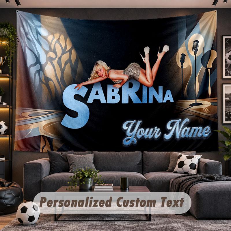 Wall Hanging Tapestry Custom NameSabrina Carpenter Pattern Personalized Printed Fabric Wall Decor