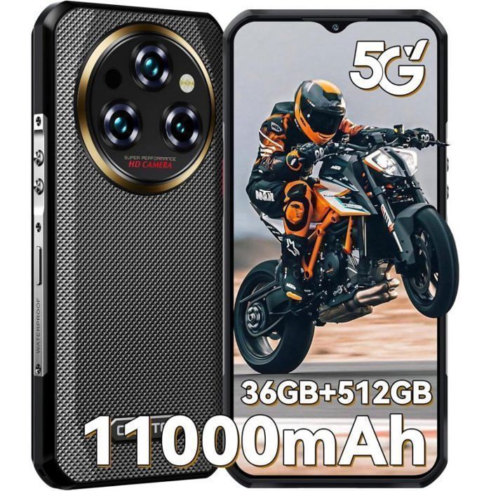 OUKITEL WP53 Pro Odolný Smartphone 24GB+256GB 6,52" Displej 900LM 50MP Nerozbitný Telefon Android 15 2025 Dual SIM 4G/NFC Černý