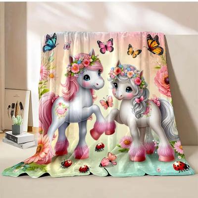 1PC Cute Unicorn Printed Cartoon Blanket Warm Soft and Comfortable Home Travel Blanket Sofa Bedding Cover Blanket Girls Gift