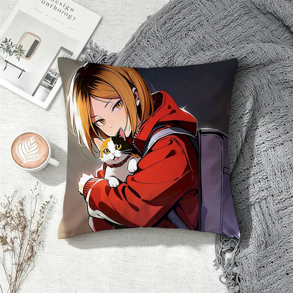 Kenma Kozume H-Haikyuus Square Pillow Case Multi Sizes For Car Home Bedroom Decor Custom Valentine Gifts