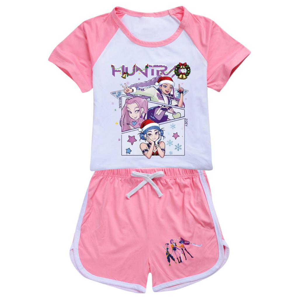 5095 Kids Girls Christmas POP Rumi Zoey Mira Print T-shirt Shorts Sport Tracksuit Clothes Set