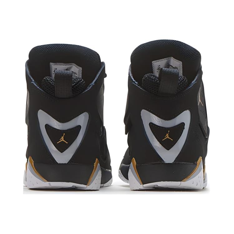 Jordan True Flight Comfortable Mid top Basketball Shoes Black Gold Children Aged 3 7 Years Old 343796-070