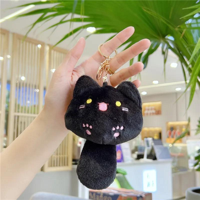 Cute Plush Cat Toy Doll Squeak Keychain Handbag Schoolbag Car Backpack Pendant Kawaii Accessory Gifts for Friend Classmate Girls