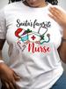 European Size "Christmas and Nurse Caps" Christmas, Women's Clothing, Casual Loose Short-sleeved Shirts, Summer T-shirt Tops
