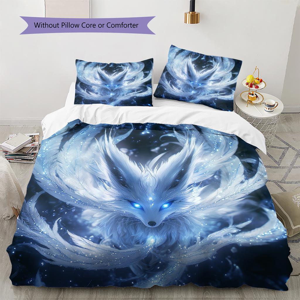Nine-Tailed Fox Pattern Bedding Home Decoration Birthday Gift (1 * duvet cover + 2 * pillowcase, without core)