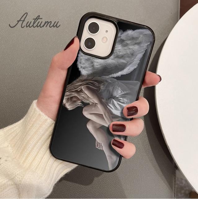 Mädchen Engelsflügel Telefonhülle für iPhone 11 12 13 14 Pro Max Mini X XR XS SE 2020 5 6S 7 8 Plus Samsung Galaxy S21 S22 Cover Shell
