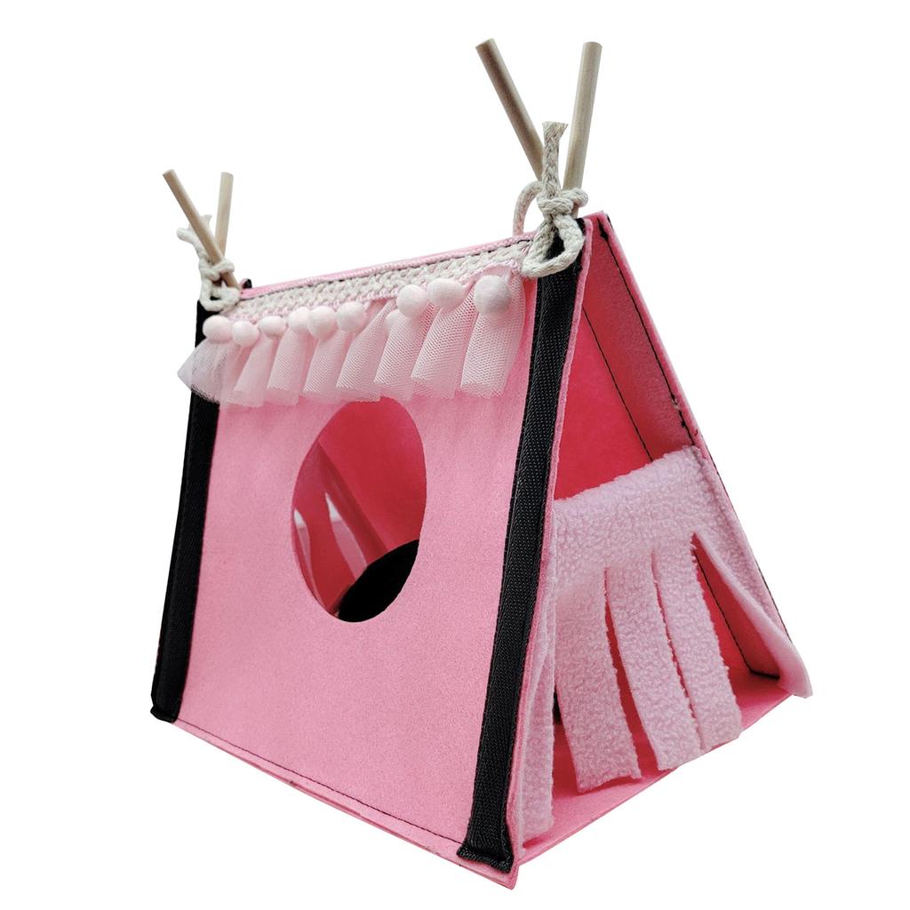 Hamster Hideout Tent Rabbit Rat Tunnel House Small Animal Tube Toy Warm Nest Habitat Pink
