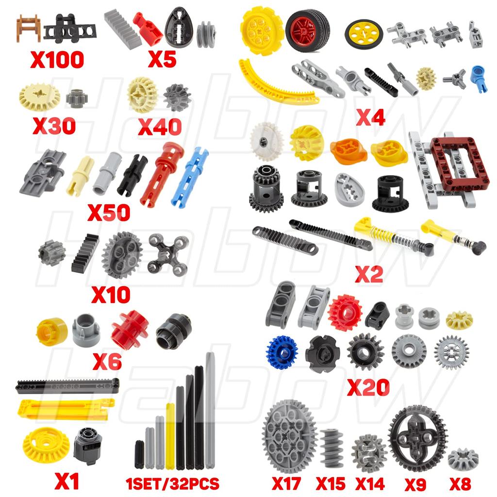 Habow 1085 Klocków Części Techniczne Zębatka Oś Kołek Łącznik Kompatybilne z Lego Technic Amortyzator Koło Ogniwo Łańcucha Rama Złącze Krzywka Zębatki