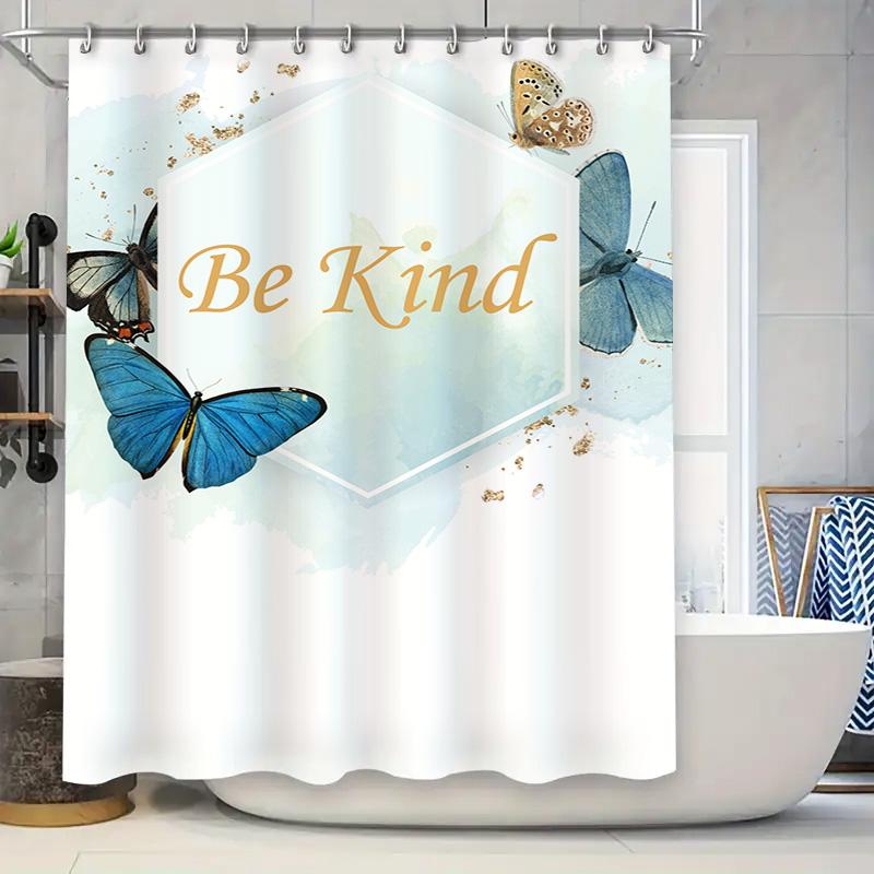 

Be Kind Shower Curtain With Blue Butterflies Bath Decor For Home W60H190(CM)-1 Pcs
