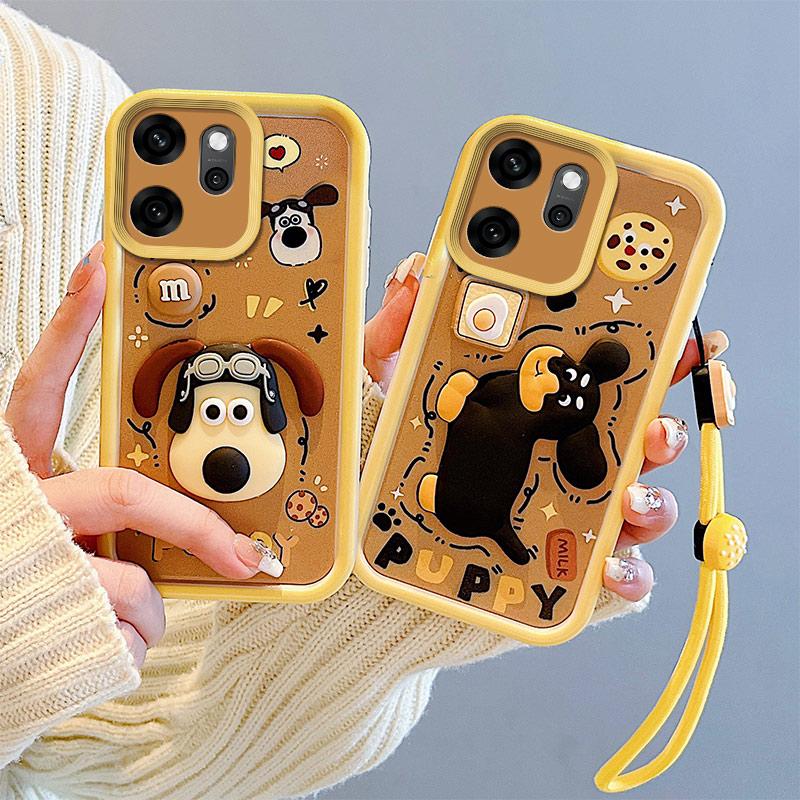 KEYSION Shockproof Case for OPPO Reno14 F 5G with Lanyard Soft Silicone Cute 3D Cartoon Doll Phone Cover for OPPO Reno 14F 5G