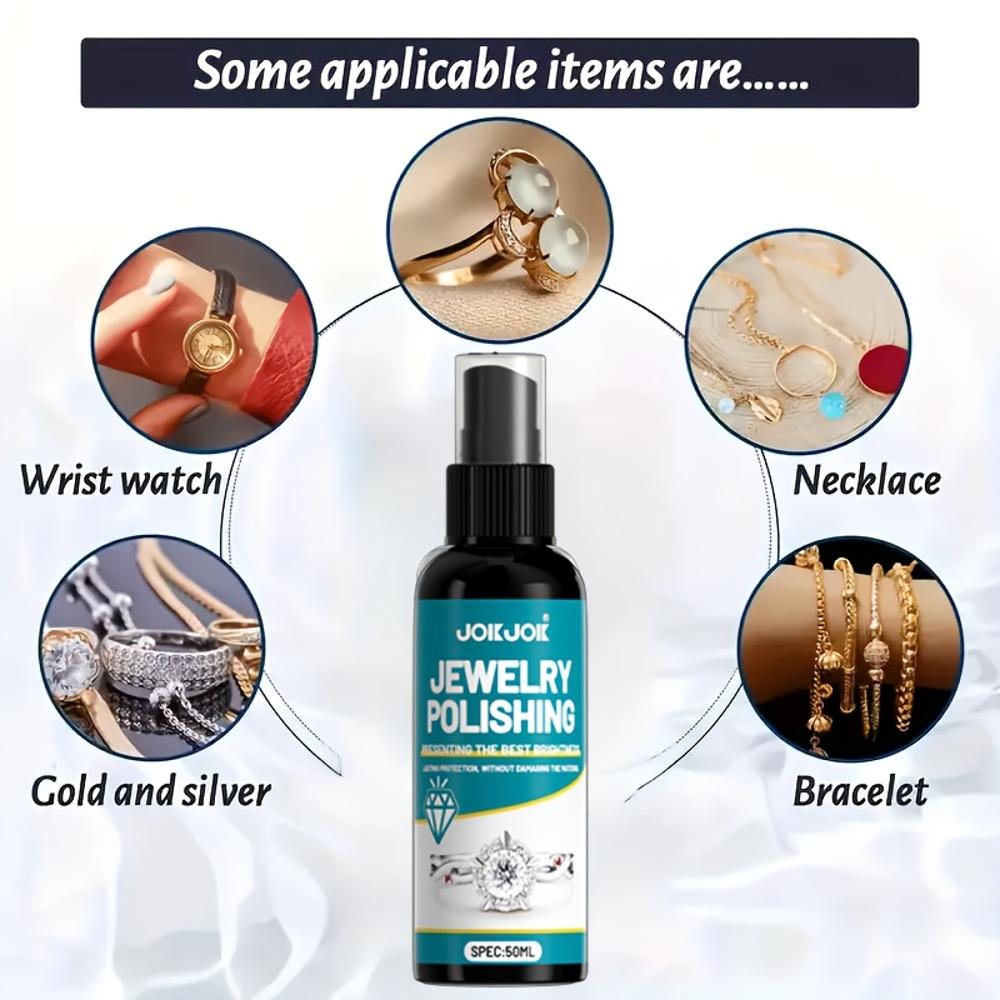 Jewelry Polishing Spray - Gentle Formula for Jewelry, Restores Luster, Suitable for Rings, Watches, Necklaces, and Earrings, Fas