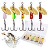 5Pcs Metal Spinner Spoon Fishing Lure Rotating Sequins Bait Hard Bait for Pike Trout Salmon Bass