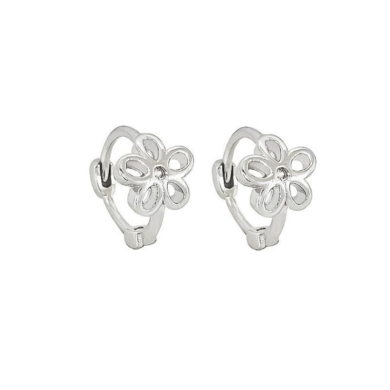 

Серьги-кольца Anenjery Zircon Hollow Flower Hoop для женщин, простые, милые, изысканные, компактные, новые серьги, ювелирный подарок белый