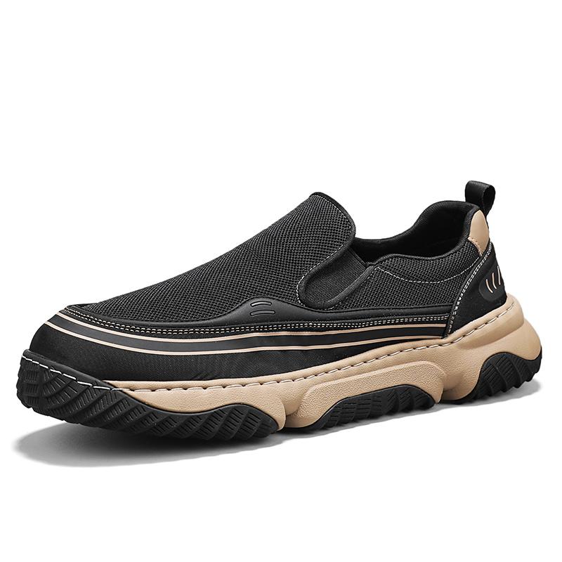 Men's four seasons Casual Shoes Breathable Mesh Wide Head Lightweight Comfortable Slip-On Thick Bottom Fashionable All-Match Sho