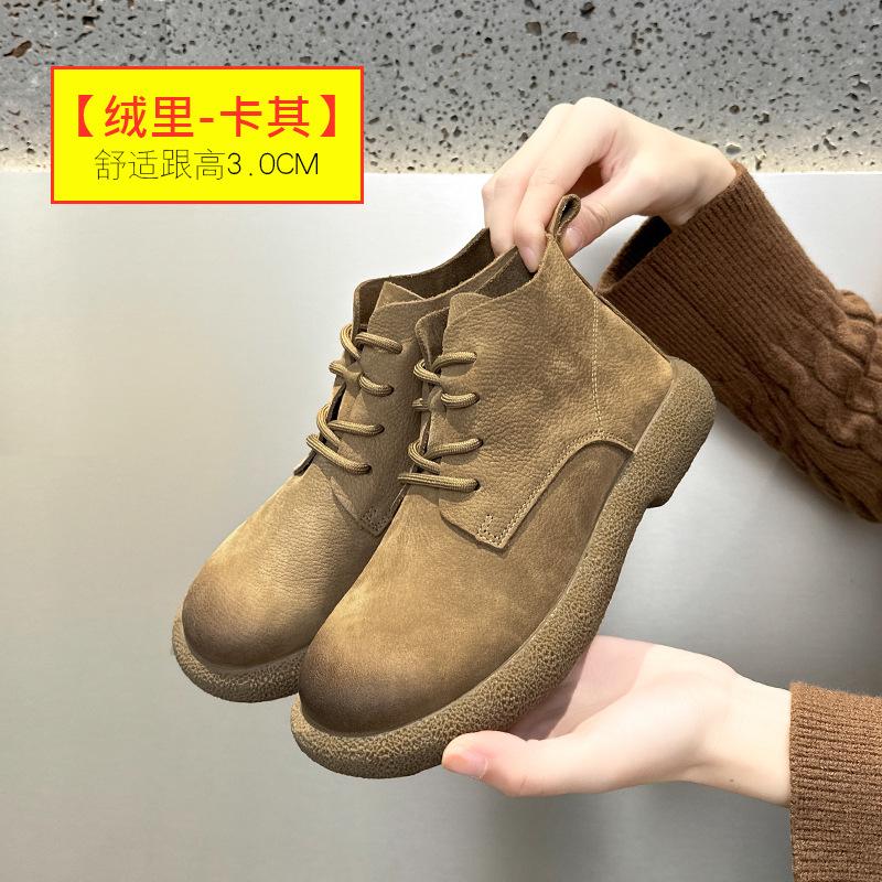 Leather retro short boots children autumn and winter 2025 new flat spring and autumn single boots casual small ankle boots Chelsea boots