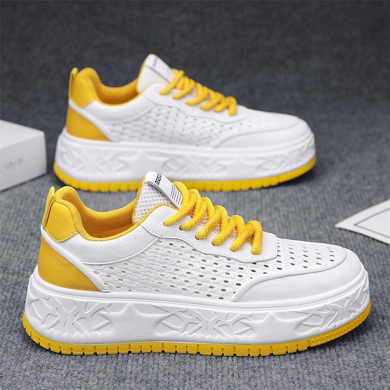 Casual sports hollow men's shoes summer new breathable punching fashion little white shoes personalized thick sole heightening shoes board shoes