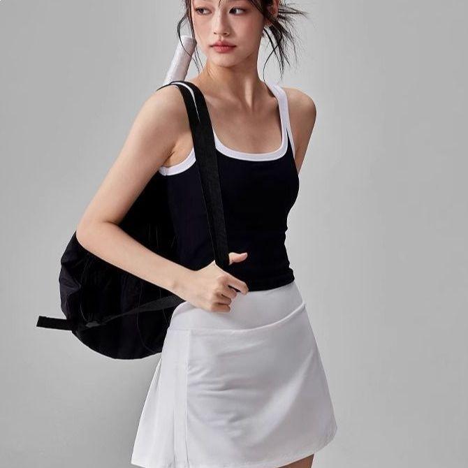 Women's Dopamine Summer Sports Set: Quick-Drying Vest & Anti-Exposure Skirt for Badminton, Tennis, and Running