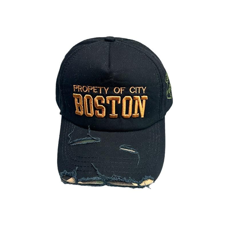 Personalized Street American Embroidery Letter Baseball Cap Men'S And Women'S Shade Ripped Wind Retro Cap