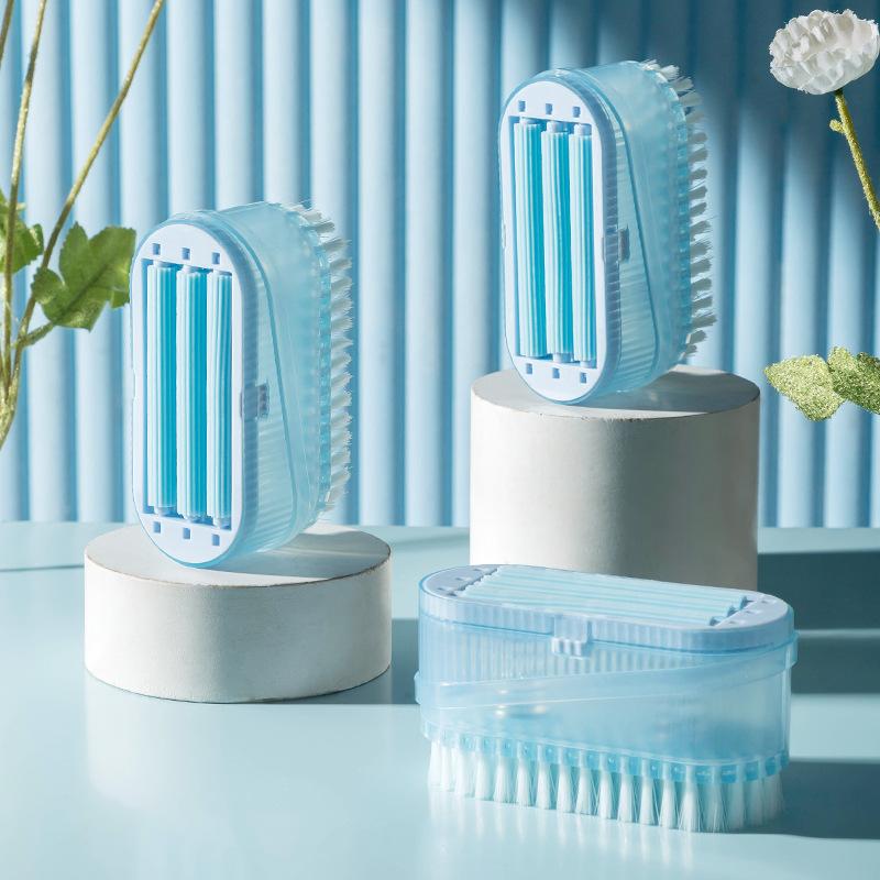 Multifunctional Soap Foaming Box Laundry Brush Two-in-one with Roller Free Hands Shoe Brush Multifunctional Soap Drain Storage Box