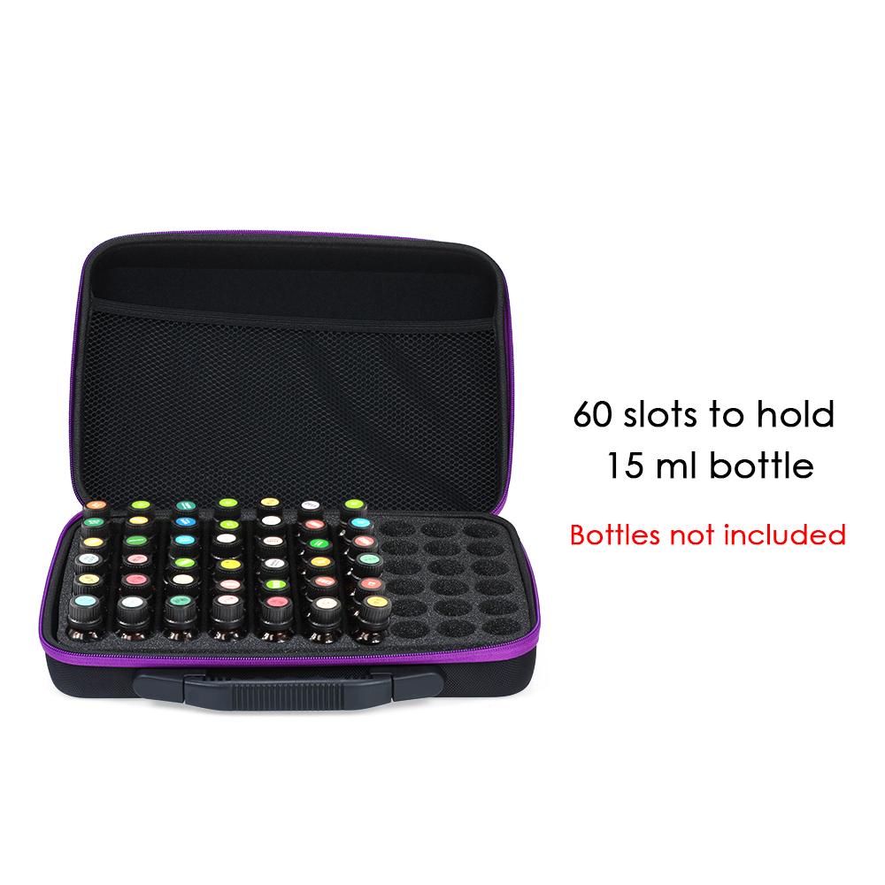 EVA 60 Slots Essential Oil Holder Hold 15ML Bottles Shockproof Shell Dense Foam for Painting Tools Nail Art Rhinestones