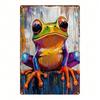 Vintage Colorful Tree Frog Metal Wall Sign Rustic Distressed Iron Plaque Waterproof Outdoor Garden Decor