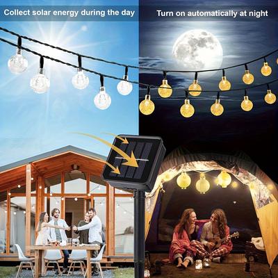 Solar Crystal Globe Lights Outdoor Waterproof 8 Lighting Modes Fairy String Lamp for Wedding Garden Party Christmas Decorations