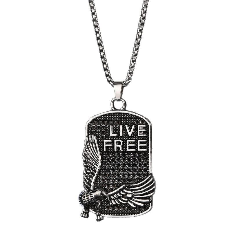 Europäischer & Amerikanischer Adler Herren Hip Hop Quadratischer Anhänger Edelstahl Halskette - Unisex Street Style Pullover Kette