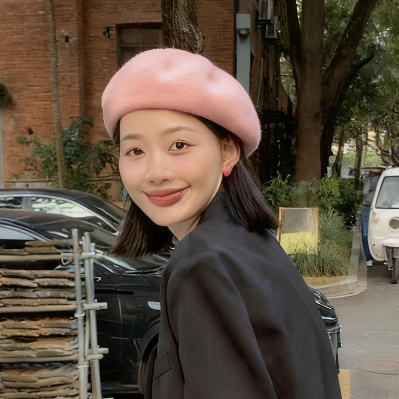 Women'S Wool Beret | Face Slimming Winter Warm | Solid Color Cashmere Blend | Vintage Painter Hat
