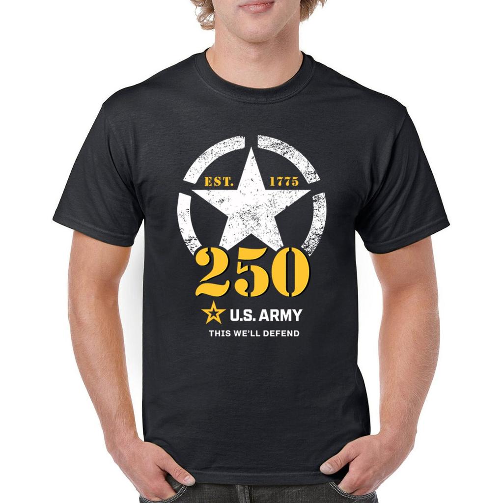 US Army 250th Anniversary Printed Tshirt Military Veteran American Pride Mens High Quality Cotton Tee Woman Man Summer Tops