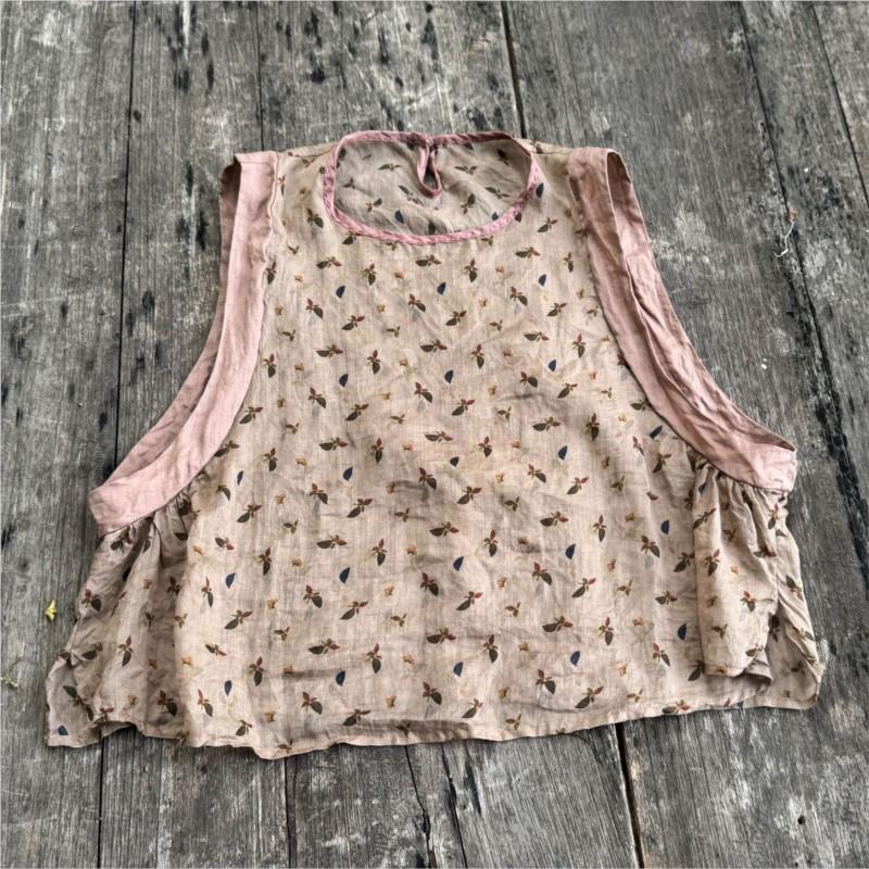 Johnature Women Vintage Tank Tops O-Neck Print Floral Sleeveless Patchwork Embroidery Autumn Loose Tank Tops