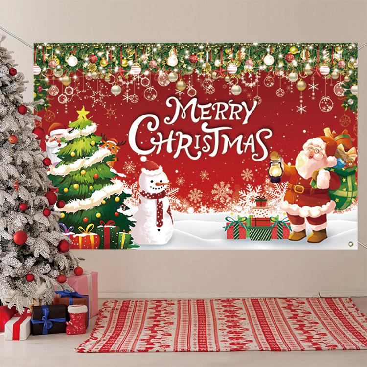 New Christmas Background Cloth, Christmas Courtyard Decoration, Hanging Flags, Festive Atmosphere, Party Banners