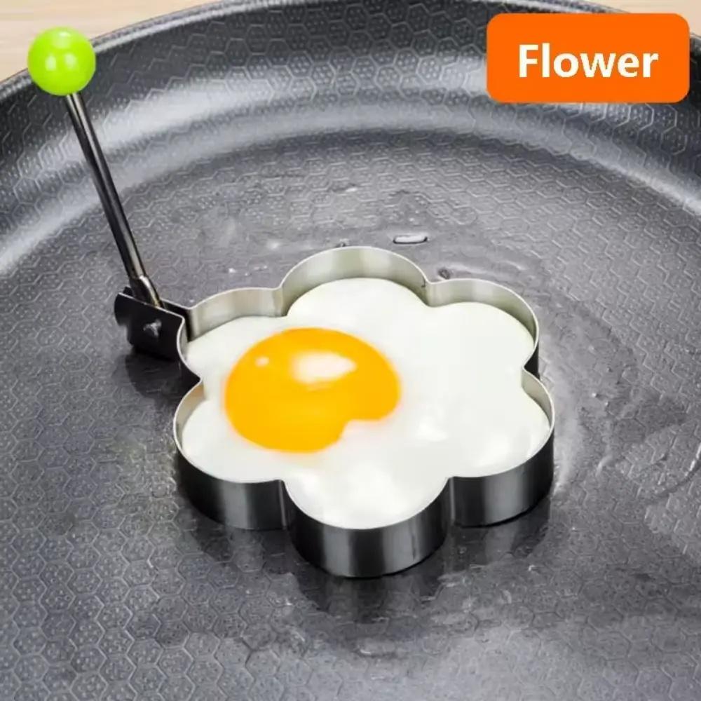 New Stainless Steel Fried Egg Mold Heart Pancake Circle Shape Fried Egg Shaper Kitchen Tools Accessories Egg Tool Bento Art