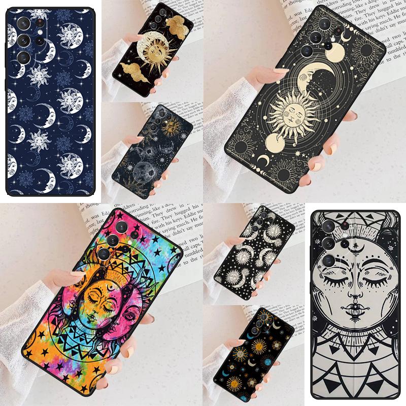 Fashion Sun Moon Face Cell Phone Case for Samsung Galaxy S26 Ultra S25 S24 S23 S22 S21 S20 Note10 Cover