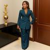 K3733 European Elegant Waist-Cinching Lapel Suit & Trousers Set