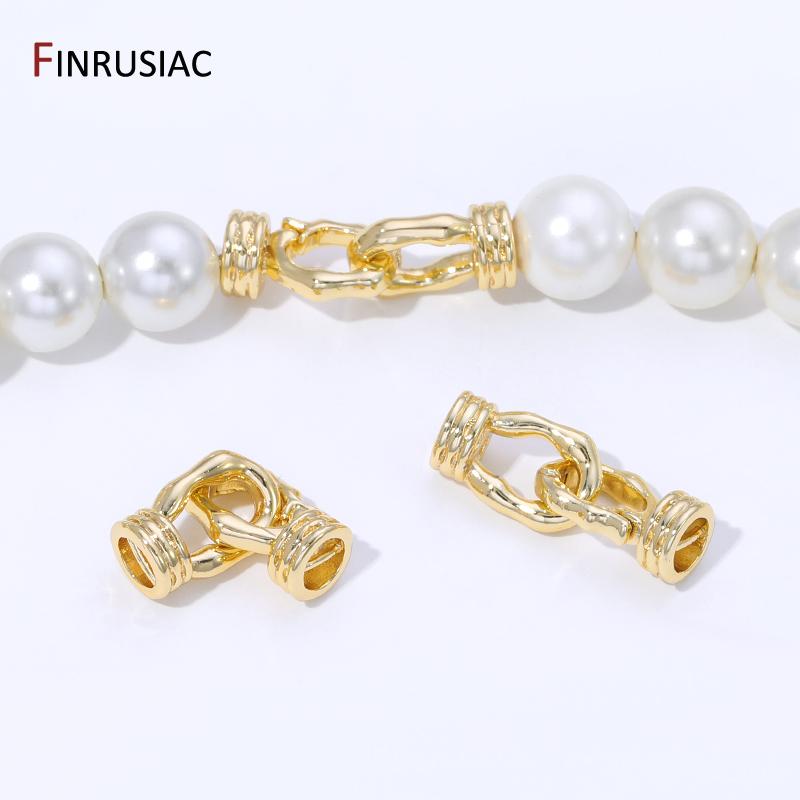 14K Gold Plated Brass Pearl Clasps Connector Fastener For Bracelet,Closure Lock Clasps For DIY Jewelry Making Findings Supplies