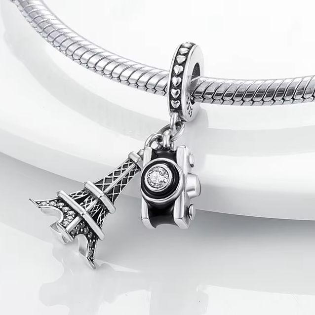 925 Silber Charms Perle Anhänger Flugzeug Koffer Reisepass Reise Charms Passend für Original Charms Armband Schmuck Geschenk