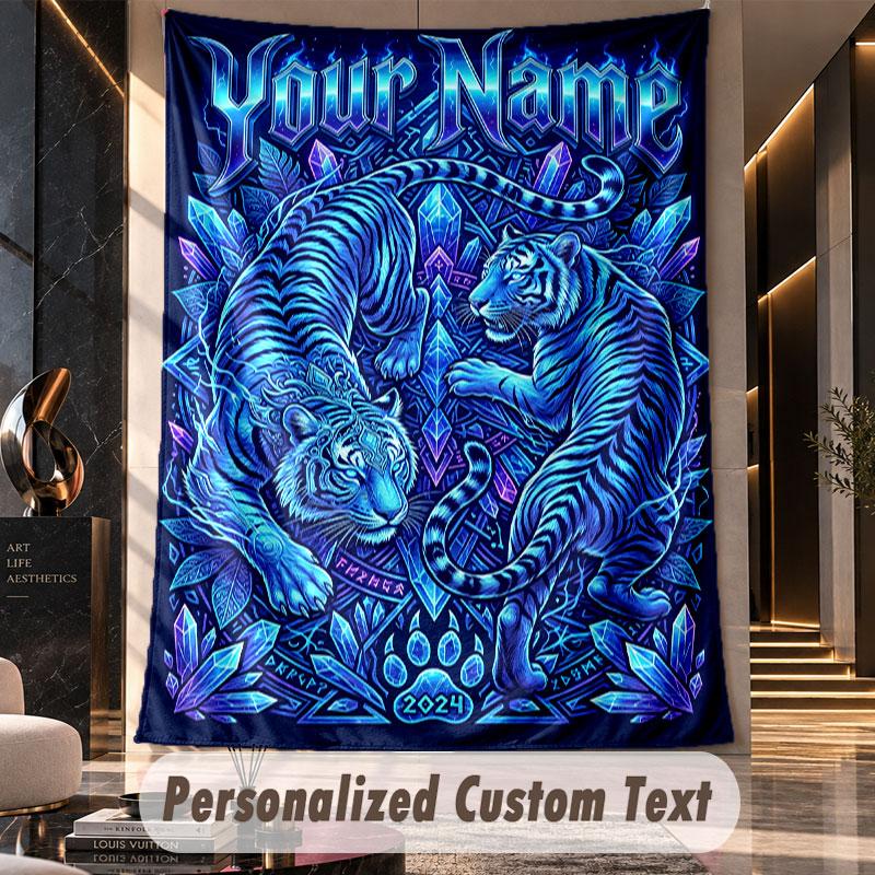 Lion Tiger Leopard (27) Theme Custom Tapestry Personalized Custom Name Text Wall Hanging Tapestry Home Decor Background Cloth